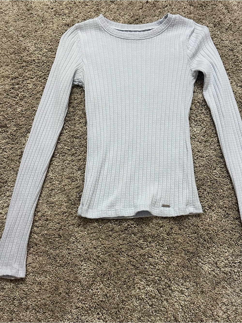 #40 Hollister Light blue Ribbed Slim Long-Sleeve Tee